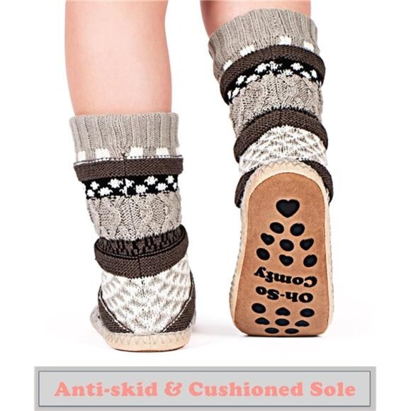 Women's Slipper Socks, Warm Fuzzy House Boots, Winter Fluffy Indoor - Picture 4 of 8